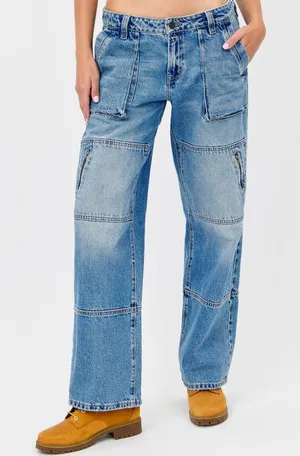 Hidden Jeans Cargo Wide Leg Jeans 26 NWT Low Rise Utility Zip‎ Pocket Denim thumbnail 1