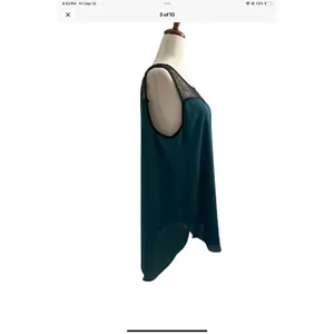 #9 Mossimo Green Sleeveless Blouse Women's Top Size Large thumbnail 3