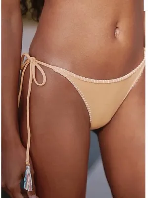 Free People Anthropologie Gold Floral Appliqué Bikini Set Size M thumbnail 2