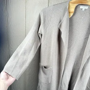 NEW JCrew Juliette Open-Front Collarless Sweater Blazer Medium Beige Wool Cotton thumbnail 3