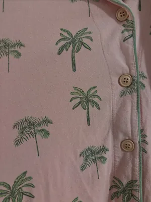 Soft Pink Palm Print Kids Pajama Set thumbnail 2
