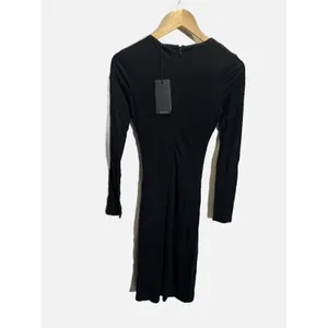BOSS Edenl Midi Dress‎ Womens XS Black Keyhole Ruched Long Sleeve Cocktail Chic thumbnail 4