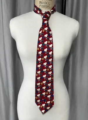 Peanuts Animation Necktie Snoopy Brown Burgundy White Blue Sport Character Tie thumbnail 2