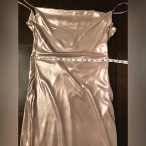 NWOT House of CB Champagne Silver Leia Backless Slip Dress Gown Sz M thumbnail 7