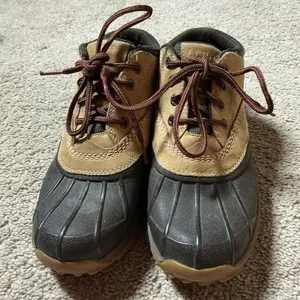 LL Bean Womens Duck‎ Boots Tan Rubber Waterproof Lace Up Size 6 thumbnail 7