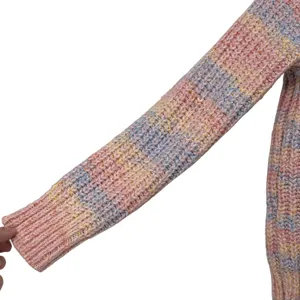 Marine Layer‎ Womens XS Rainbow Stripe Chunky Knit Raglan Sweater Pastel thumbnail 3