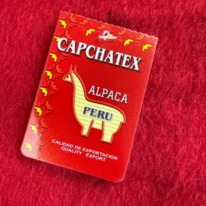 Capchatex Peru Alpaca Wool Scarf Unisex Winter Handmade Red Fringe Holiday Gift thumbnail 4