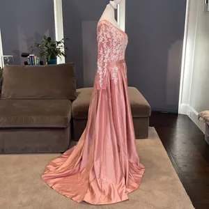 Women’s Dusty Pink One Shoulder Full Length Prom Party Dress Size M **READ** thumbnail 6