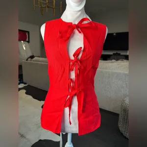 White Fox Boutique Red Tie-Front Top thumbnail 2