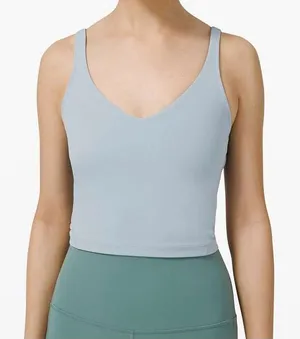 lululemon athletica Light Blue V-Neck Crop Tank thumbnail 1