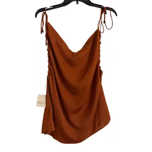 NWT Free People Day To Night Convertible Cowl Neck Satin Cami Top Cinnabar XS thumbnail 3