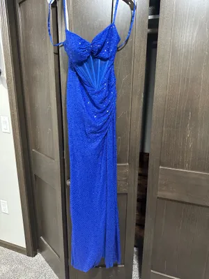 Blue Prom Dress Size 4 thumbnail 3