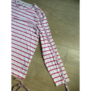 EUC J.Crew T-Shirt Scoop Neck Long Sleeve Girlfriend Tee striped pink white sz L thumbnail 6