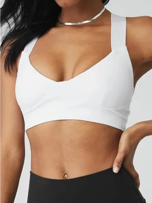 Alo Yoga Airbrush Rev it Up Bra in White thumbnail 1