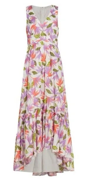 Ramy Brook Miles Floral V-Neck Sleeveless Maxi Dress High Low Hem Size‎ 4 thumbnail 1