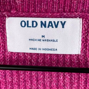 Old Navy V-Neck Melange Shaker Stitch Cocoon Pullover Sweater Berry Pink Medium thumbnail 7