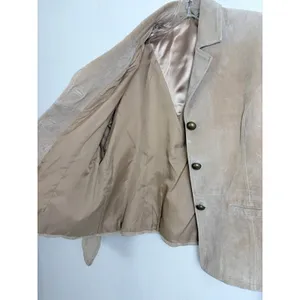 Vintage 90s Boho Suede Leather Blazer Tan Ruff Hewn Women's L thumbnail 13