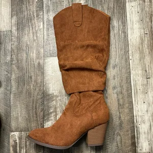 Women's Slouchy Mid-Calf Tan Faux Suede Boot Size 7 thumbnail 15