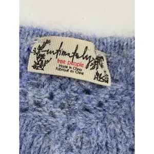 Free People C.O.Z.Y. Pointelle Knit Sweater Sz‎ XS S oversized blue thumbnail 8