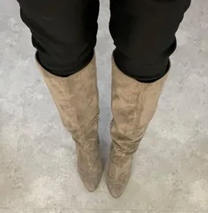 Taupe Suede Knee High Boots Gray Size 8.5 thumbnail 2