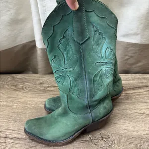 Liberty‎ black turquoise colored butterfly boots size 5 Green thumbnail 2