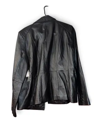 Vintage East 5th Genuine Leather Blazer Jacket Women’s Large Black 90s Y2K thumbnail 2