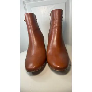 Jeffrey Campbell Prianka Cognac Leather Ankle Booties Block‎ Heel Brown Size 8 thumbnail 6