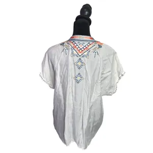 Johnny Was White Embroidered BOHO Oversized Tunic Top Size XS Peasant Festival thumbnail 10