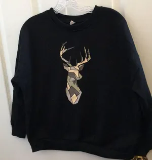 FINAL MARKDOWN LADIES deer head sweatshirt large Black thumbnail 1
