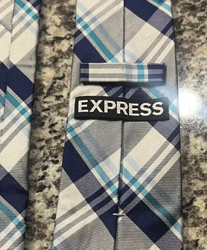 Express Men’s tie Blue & White Checkered NWOT. Business Party Holiday. thumbnail 4
