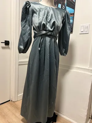 Puff Sleeve Midi Dress Blue thumbnail 2