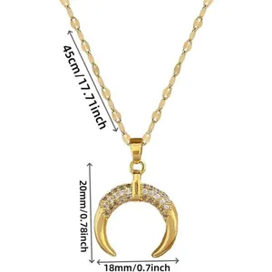 Boutique NEW Crescent Moon Pendant Necklace | 14k Gold Over‎ Sterling thumbnail 6