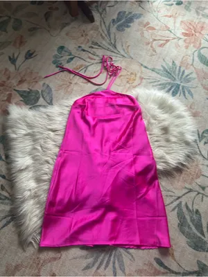 SHOW ME YOUR MUMU Jazzy Dress In Hot Pink Luxe Satin thumbnail 5