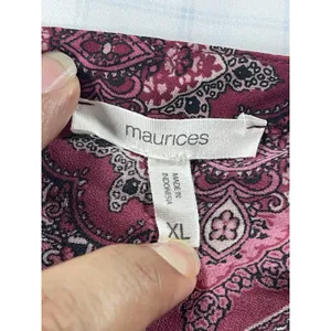 Maurices Women's XL Pink Paisley Boho Blouse Roll-Tab Sleeve V-Neck Tunic thumbnail 9