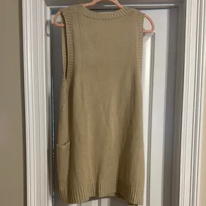 Sleeveless V-Neck Beige Sweater Vest Dress thumbnail 4