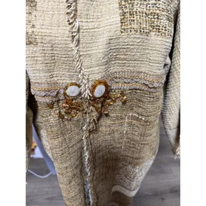 Handmade Boho Art Coat-Textured Fringe & Beaded Jacket Handmade by SK thumbnail 3