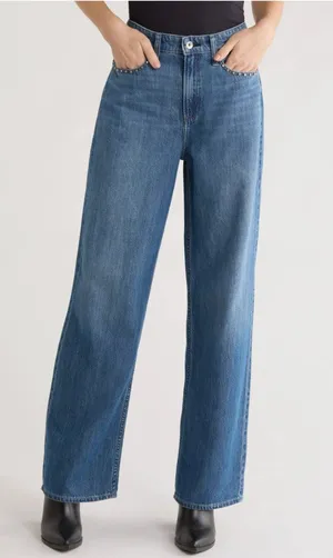 NWT rag & bone Lori Wide Leg Jeans 28, ACID WASH STUD thumbnail 1