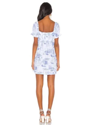 Show Me Your MuMu Della Mini Dress- Sail Away Toile Tropical Print thumbnail 5