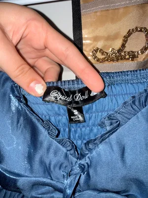 Blue shiny Francesca’s short dress thumbnail 3