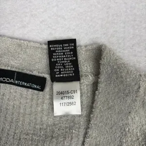 VTG Moda International Lace-Up Long Sleeve Women’s M Gray Ribbed Y2K Cozy Grunge thumbnail 5