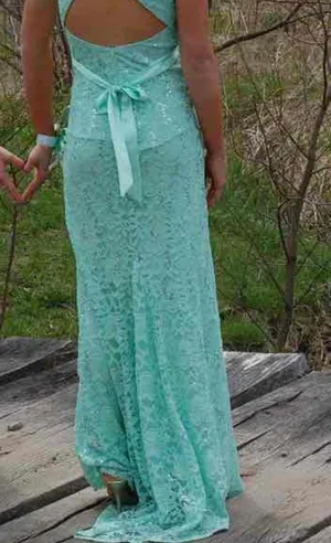 Mint Green Prom Dress Size 4 thumbnail 2