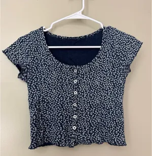 Brandy Melville Navy Floral Top thumbnail 1