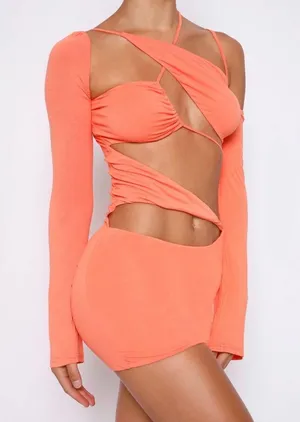 Tiger Mist Orange asymmetric Dress thumbnail 3