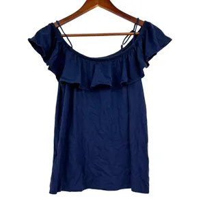 Lilly Pulitzer Tamiami Off the Shoulder Navy Tank Top Cold Shoulder Blouse small thumbnail 2