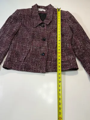 Calvin Klein Plum Tweed Jacket with Black Buttons Size 12 thumbnail 3