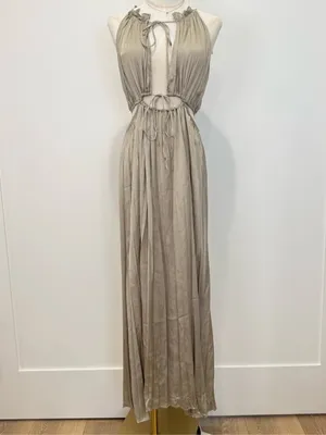 NWT Zara Wrinkle Look Satin Effect Cut Out Maxi Dress Medium Wedding Black Tie thumbnail 7