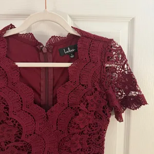 Lulus Angel in Disguise Burgundy Lace Skater Dress Small thumbnail 5