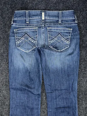 Ariat 26 x 33.5 REAL Mid Rise Stretch Original Boot Cut Blue Jeans 10011683 EUC thumbnail 4