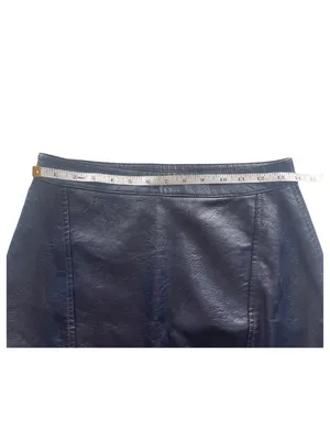 Zara Basic Faux Leather Mini Skirt Size S Dark Navy Blue Side Zip Textured thumbnail 7