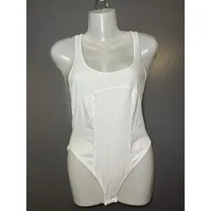 Free People Bodysuit Womens Small White Racerback Scoop Neck Stretch One Piece thumbnail 2